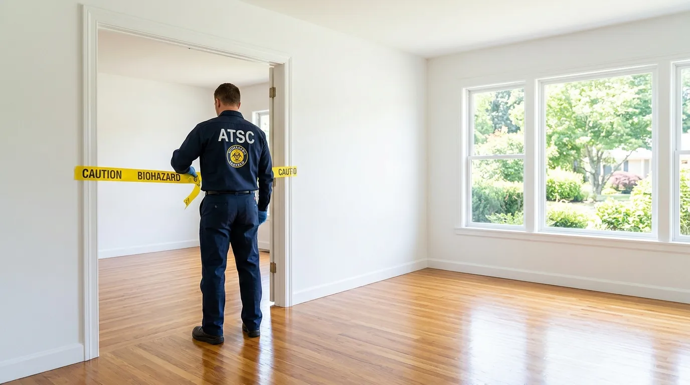 Certified biohazard cleanup crew performing Decomposition Cleanup in East Hills